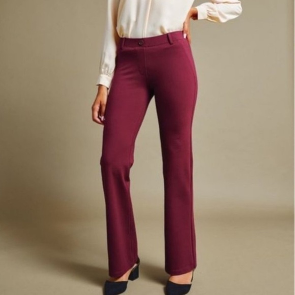 BETABRAND Womans Bootcut Yoga Classic Dress Pant Maroon Size Large - Picture 14 of 14